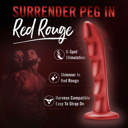 A red strap-on-compatible dildo with a curved design and ridges for G-spot pleasure. Made from body-safe silicone for versatile and comfortable play.
Keywords: Temptasia Jealousy Peg, red dildo, harness-compatible dildo, G-spot stimulation, strap-on play, ridged dildo, Puria silicone, UltraSilk finish, pegging dildo, body-safe silicone, vaginal and anal toy