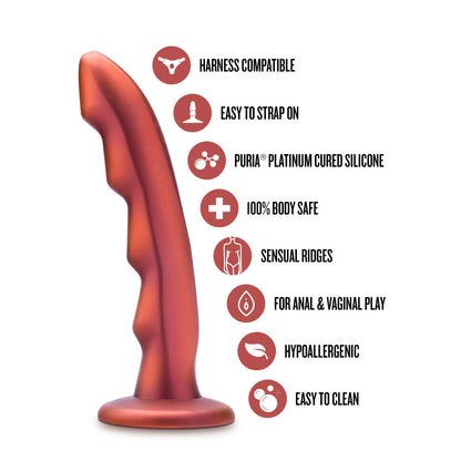 A red strap-on-compatible dildo with a curved design and ridges for G-spot pleasure. Made from body-safe silicone for versatile and comfortable play.
Keywords: Temptasia Jealousy Peg, red dildo, harness-compatible dildo, G-spot stimulation, strap-on play, ridged dildo, Puria silicone, UltraSilk finish, pegging dildo, body-safe silicone, vaginal and anal toy