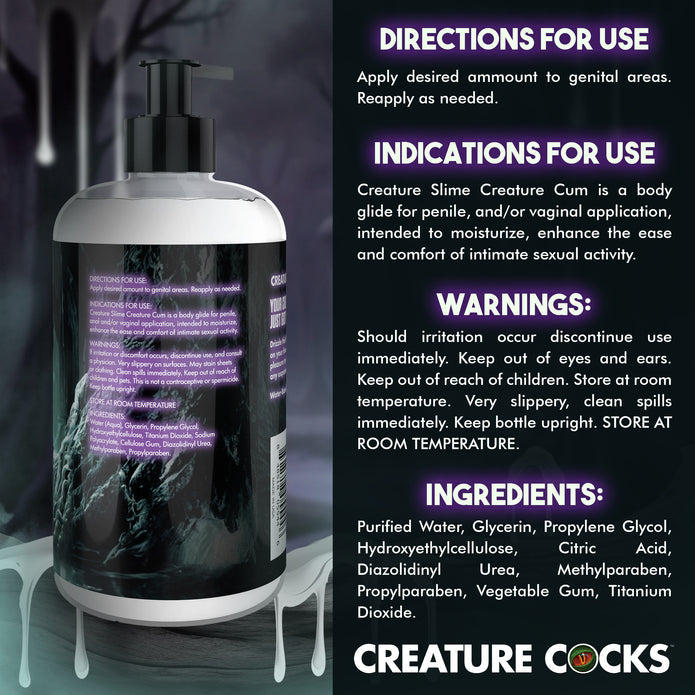 Unscented thick, gooey lubricant designed for fantasy roleplay and safe for all toys.

Jizz Lubricant, unscented lubricant, thick and gooey lube, fantasy roleplay lube, monster jizz lubricant, water-based lubricant, safe for all toys, easy cleanup lubricant, slime-like lube, alien roleplay lubricant