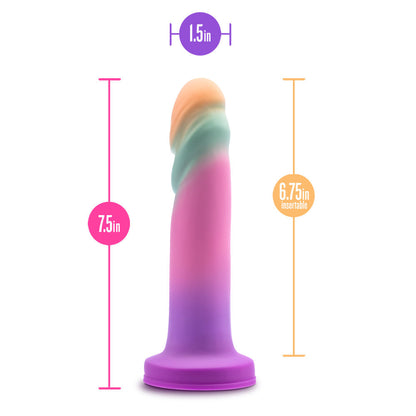 Artisanal pastel sherbet dildo with ridged shaft, strong suction cup base, and UltraSilk® smooth finish for hands-free play.
Keywords: artisanal dildo, Avant Sunrise Gaze, Purio silicone, UltraSilk smooth, 7.5-inch dildo, textured ridges, suction cup dildo, harness compatible, body-safe, phthalate-free dildo, G-spot stimulation, P-spot stimulation, pastel dildo