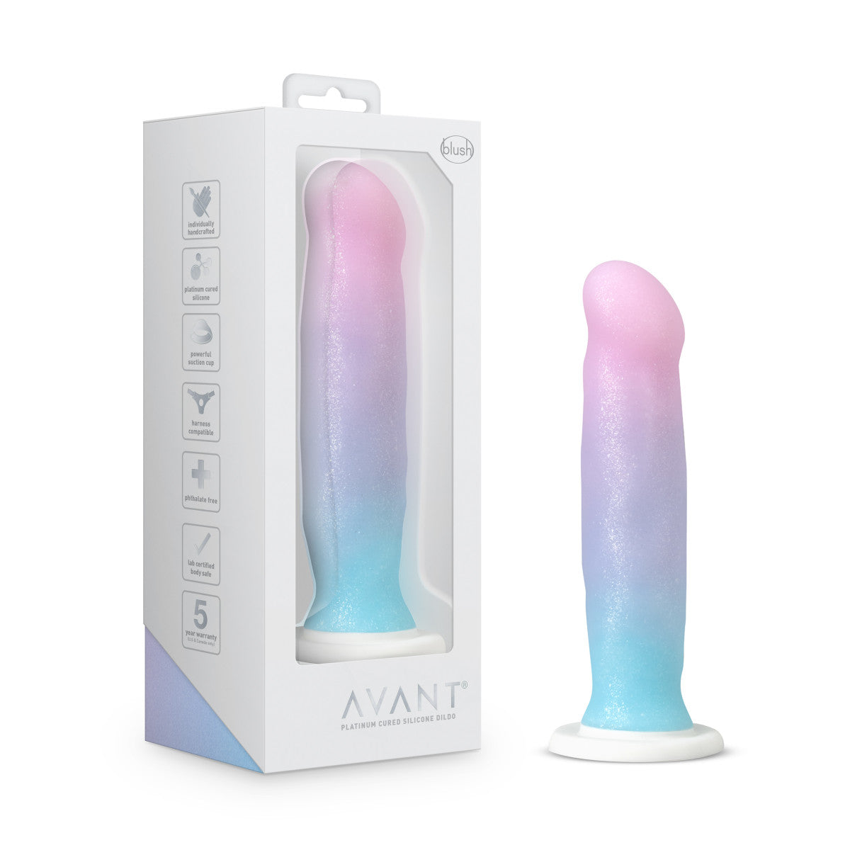 8 Inch Glitter Silicone Dildo with Suction Cup Base | Avant D17 Lucky Dong | Avant By Blush®