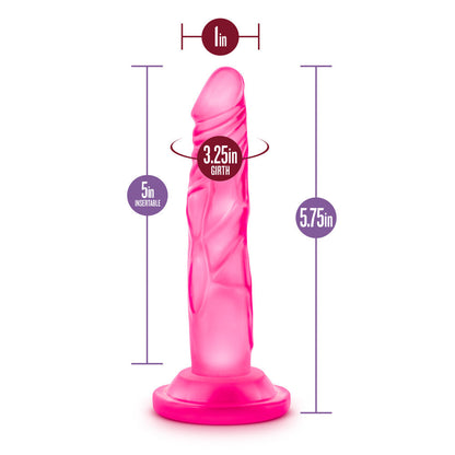 Naturally Yours 5 Inch Mini Cock, slim lifelike dildo with suction cup base and harness compatibility, available in pink or purple.

slim dildo, beginner-friendly dildo, pink dildo, purple dildo, harness-compatible toy, suction cup base, body-safe TPE, pegging dildo, realistic slim dildo, beginner anal toy