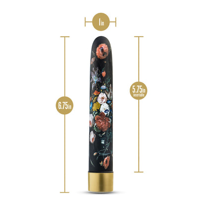 Elegant slimline vibrator with floral design, featuring RumbleTech™ deep vibrations, USB rechargeable, and waterproof functionality.
Keywords: RumbleTech vibrator, USB rechargeable vibrator, waterproof vibrator, slimline vibrator, floral vibrator, bath-friendly sex toy, body-safe vibrator, luxury adult toy, customizable vibrator settings, modern sex toys