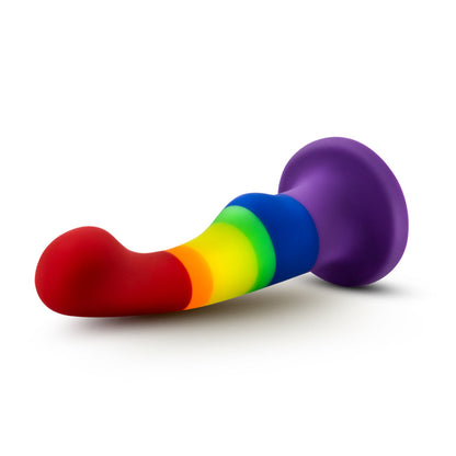 Rainbow-colored silicone dildo with a curved design, suction cup base, and smooth finish, ideal for G-spot stimulation and harness play.
Keywords: rainbow pride dildo, Avant P1 dildo, G-spot dildo, suction cup dildo, harness-compatible dildo, body-safe silicone dildo, Purio silicone, pride-themed sex toy, colorful silicone dildo, artisan-crafted dildo.