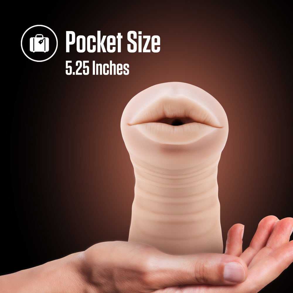 Beige male masturbator with a tight, nubbed canal, vibrating bullet, and ultra-soft X5® Plus material for realistic oral sensations.

male stroker, Nicole masturbator, vibrating stroker, tight canal, vibrating bullet, X5® Plus material, open-ended design, lifelike male toy, realistic sensations, compact masturbator, lube compatible, AI-inspired sex toy, portable stroker