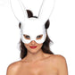 Leg Avenue Bondage Bunny Mask - White - One Size Leg Avenue Bunny Rabbit Mask with tall ears and elastic strap for Halloween, masquerade, or cosplay events.