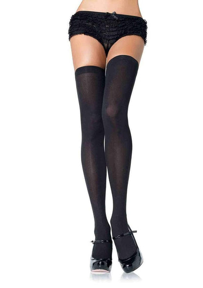 Leg Avenue Nylon Thigh High - Black - One Size