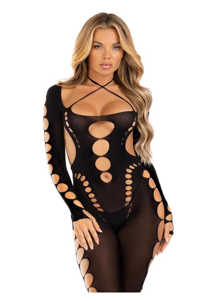 Seamless Opaque Cut-Out Footless Bodystocking | Leg Avenue