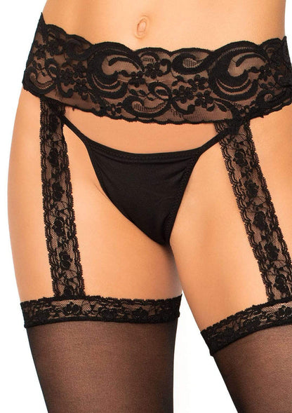 Sheer Thigh High with Lace Garter Belt | Leg Avenue