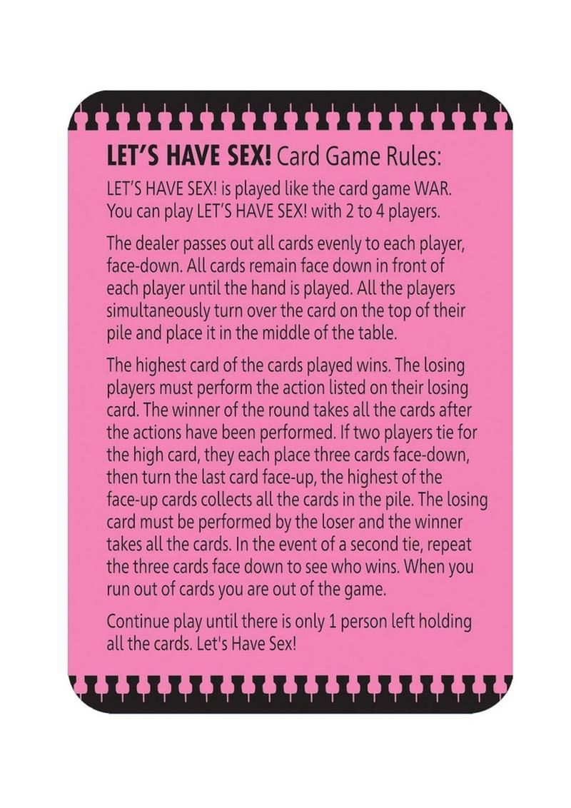 Let's Have Sex Card Game Let’s Have Sex card game by Little Genie, a fun and steamy game for couples to enhance intimacy and connection, perfect for playful nights.

Sex card game, sexual adventure game, couples card game, Little Genie games, intimate card games, adult party games, sexy battle game, playful intimacy games, Let’s Get Naked game.