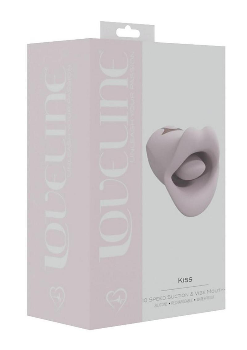 Loveline Kiss 10 Speed Silicone Rechargeable Suction and Vibrating Mouth - Pink Kiss Vibe clitoral stimulator with 10 modes, dual motors, body-safe silicone, waterproof design, and magnetic rechargeable feature. Keywords: clitoral stimulator, Kiss Vibe, dual motors, 10 modes, whisper-quiet vibrator, body-safe silicone, waterproof sex toy, rechargeable vibrator, magnetic charging vibrator, phthalate-free toy.