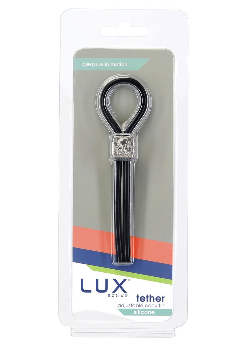 LUX active® Tether Adjustable Cock Tie made of premium silicone with an ABS slider, designed to maintain erections and enhance pleasure.
Keywords: active cock tie, adjustable silicone cock tie, body-safe erection enhancer, waterproof cock tie, versatile penis ring, stylish cock tie, adjustable erection support, premium silicone penis ring, customizable cock tie, LUX active tether cock tie.