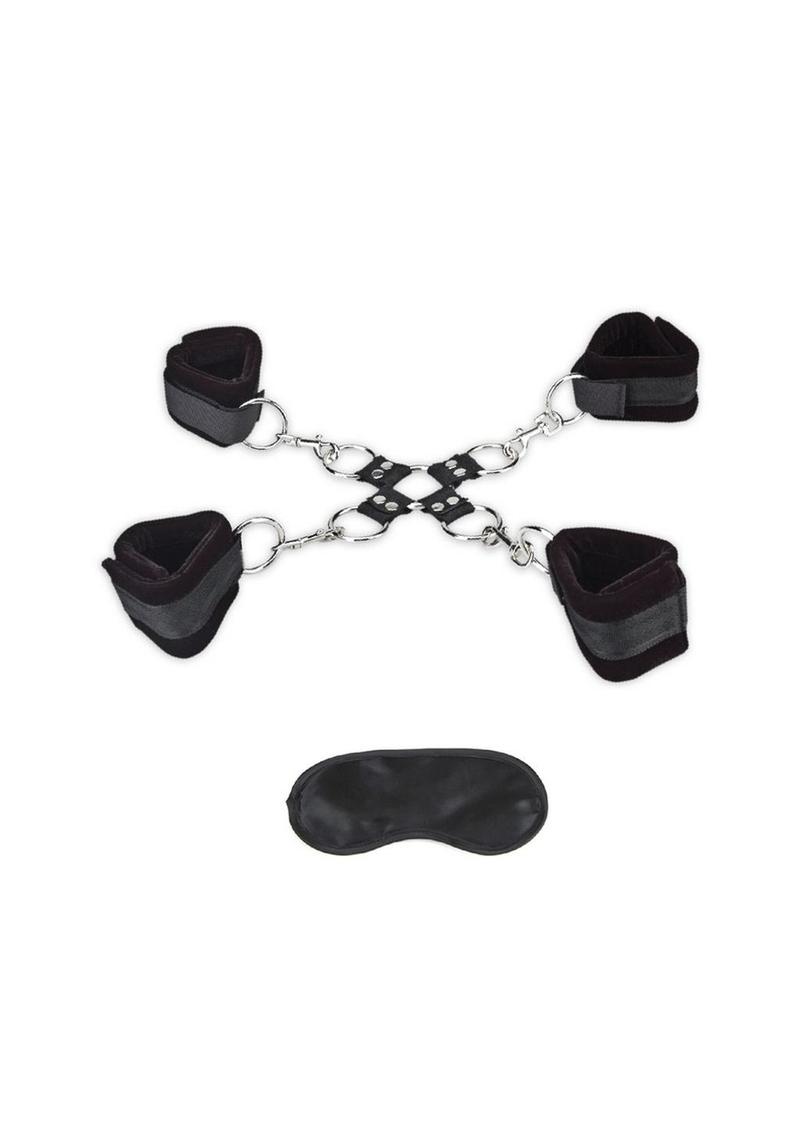 Lux Fetish Hogtie - Black - 5 Piece Set/Set