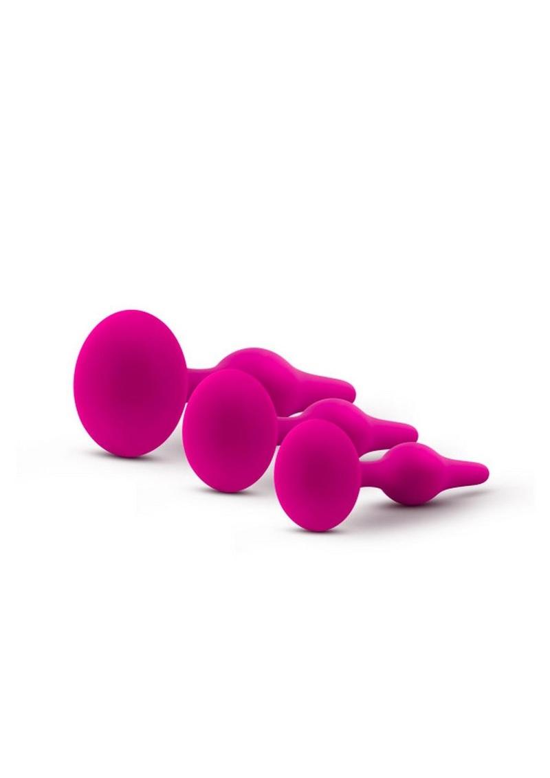 Luxe Beginner Plug Kit Silicone Butt Plugs 3 Sizes - Pink