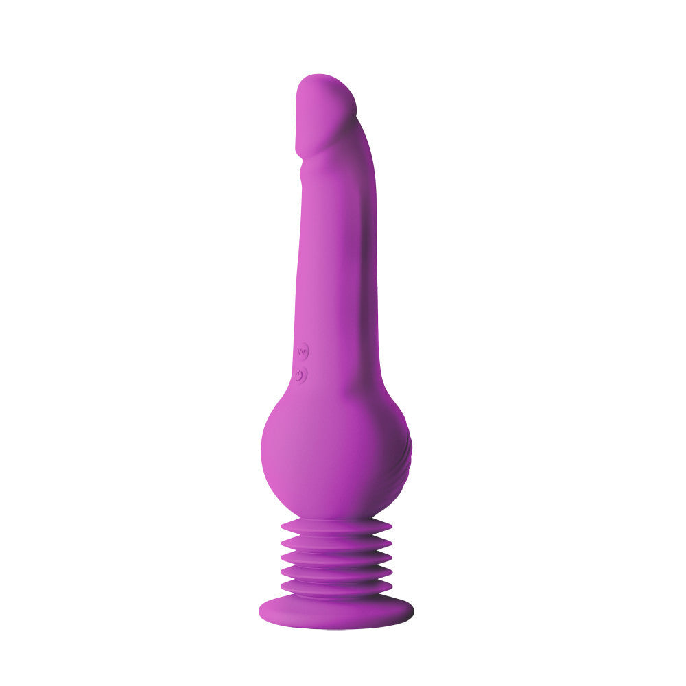 Purple G-spot dildo with thumping and vibrating Gen 2 Gyro-Quake™ technology, suction base, and waterproof silicone design.

Keywords: Impressions New York, vibrating dildo, G-spot dildo, thumping dildo, Gyro-Quake technology, silicone dildo, suction cup dildo, IPX7 waterproof, platinum-cured silicone, USB rechargeable, 9.75-inch dildo, ergonomic design, hands-free pleasure, luxury sex toy