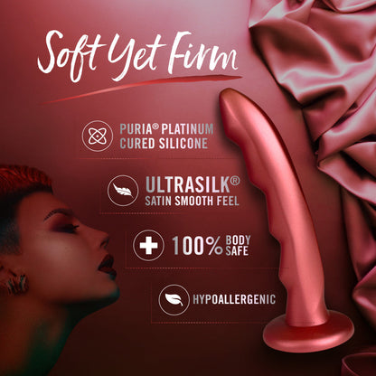 A red strap-on-compatible dildo with a curved design and ridges for G-spot pleasure. Made from body-safe silicone for versatile and comfortable play.
Keywords: Temptasia Jealousy Peg, red dildo, harness-compatible dildo, G-spot stimulation, strap-on play, ridged dildo, Puria silicone, UltraSilk finish, pegging dildo, body-safe silicone, vaginal and anal toy