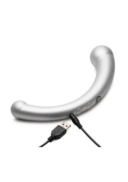 Crescent-shaped vibrating dual-ended dildo in Silver or Black, featuring 3 speeds, 7 patterns, premium silicone, and waterproof design for G-spot or P-spot stimulation.

10X Vibra-Crescent dildo, crescent-shaped vibrator, G-spot vibrator, P-spot stimulator, Silver vibrating dildo, Black dual-ended dildo, waterproof silicone vibrator, rechargeable crescent dildo, 10-mode vibrator, premium silicone sex toy