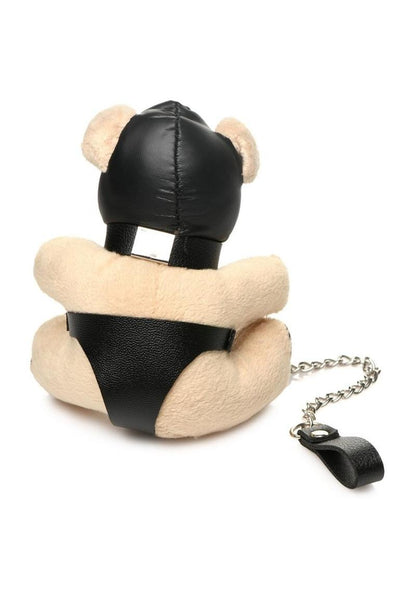 Light peach teddy bear keychain with hood, leather-look panties, and a chain leash, ideal as a gag gift or fun accessory.

hooded teddy bear keychain, BDSM bear keychain, gimp bear gift, bondage teddy bear keychain, kinky gag gifts, leather teddy keychain, teddy bear with chain leash, novelty bear keychain, gimp-themed teddy bear accessory, cheeky bondage gift.