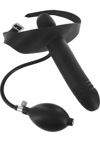 Master Series Incubus Inflatable Gag with Dildo - Black inflatable gag, dildo gag, BDSM accessories, bondage gear, Master Series, inflatable dildo, mouth gag, kink gear, XR Brands, fetish toys