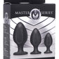 Master Series Triple Juicers: Three star-shaped silicone plugs with suction bases, perfect for anal training. Graduated sizes ensure pleasure for every skill level.

