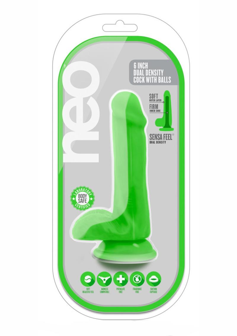 6 or 7 Inch Realistic Neon Dual Density Dildo With Balls & Suction Cup Base | Neo By Blush®