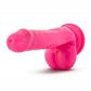 Neo Dual Density Dildo with Balls - Neon Pink/Pink - 6in