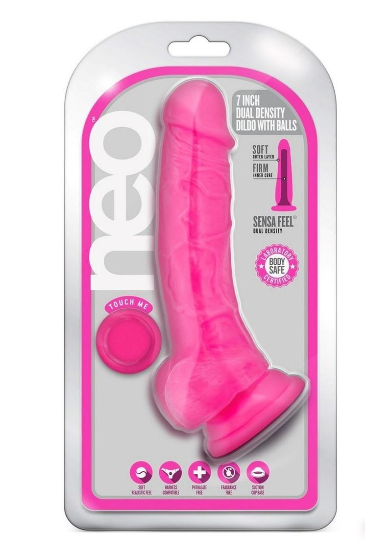 6 or 7 Inch Realistic Neon Dual Density Dildo With Balls & Suction Cup Base | Neo By Blush®