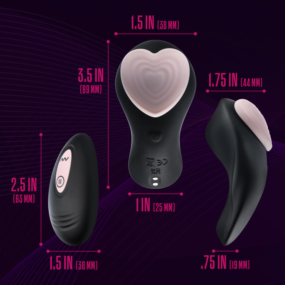 Temptasia Heartbeat Panty Vibrator in pink with wireless remote, magnetic attachment, and silky platinum-cured silicone design.
Keywords: panty vibrator, wireless remote vibrator, wearable vibrator, discreet vibrator, magnetic panty vibrator, portable sex toy, silicone vibrator, USB rechargeable vibrator, hands-free vibrator, body-safe sex toy.