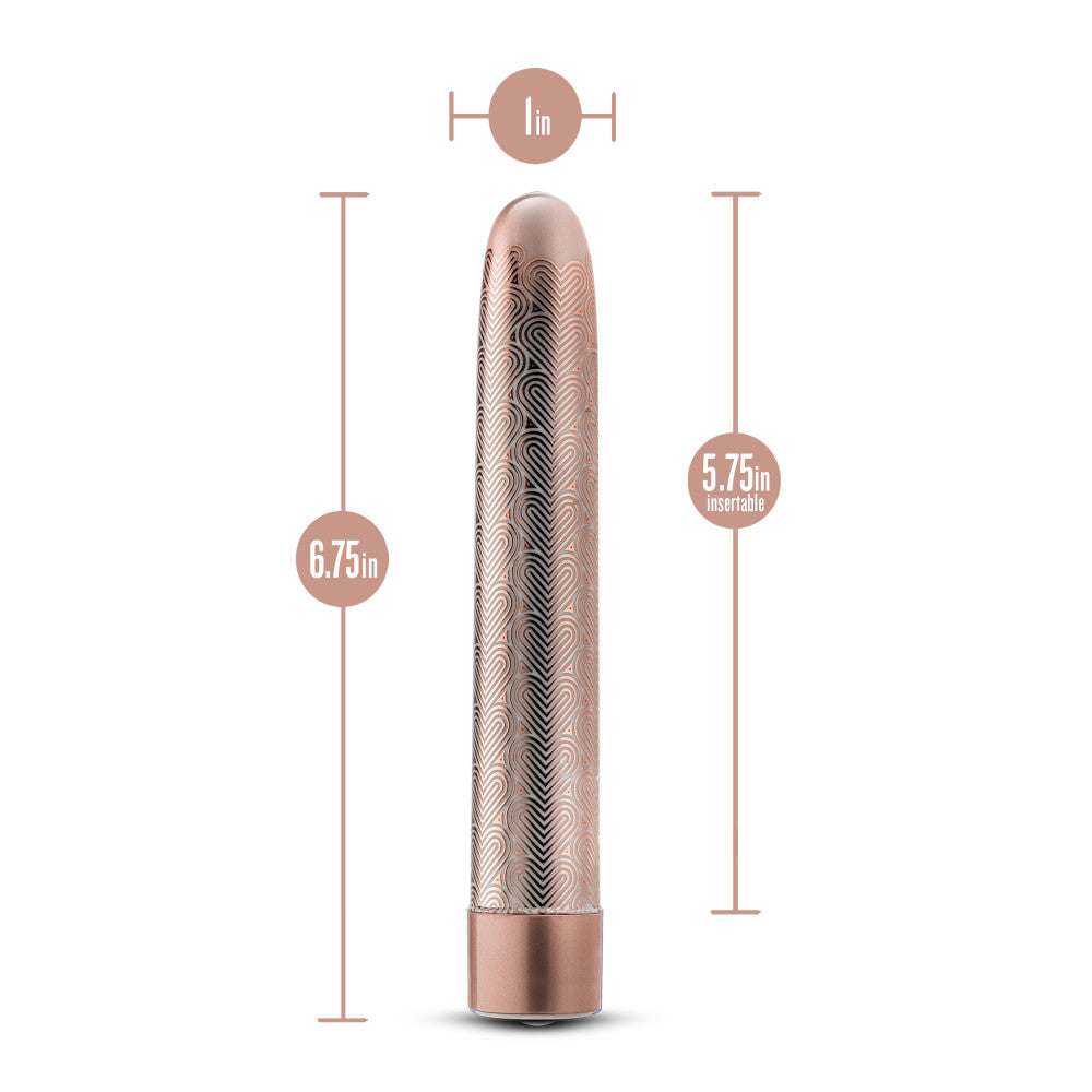 Rose gold slimline vibrator with an elegant design featuring RumbleTech™ deep vibrations, USB charging, and waterproof functionality.
Keywords: slimline vibrator, rose gold vibrator, RumbleTech vibrator, USB rechargeable vibrator, waterproof vibrator, body-safe sex toy, customizable vibrator, luxury vibrator, elegant sex toy, bath-friendly vibrator