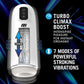 White vibrating and stroking male masturbator with Turbo Climax Boost, soft textured chamber, and USB rechargeable design.
Keywords: male masturbator, stroking masturbator, vibrating stroker, Robo-Bator, Turbo Climax Boost, soft inner chamber, USB rechargeable, IPX6 splashproof, phthalate-free, men's sex toy, powerful stroker, 7 modes vibrator, realistic texture