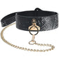 Florence Collection Collar and Leash by Ouch! featuring bonded leather and iridescent hardware, designed for stylish control and comfort