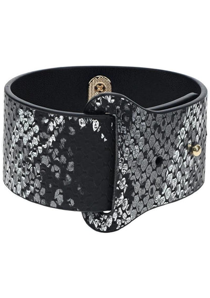 Ouch! Florence Collection Handcuffs - Black Florence Collection handcuffs by Ouch! crafted from bonded leather hand cuffs with iridescent hardware, combining high fashion and secure functionality.