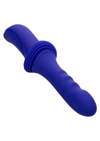 Overdrive Remote Control Rechargeable Silicone Sex Machine Ridge Thruster - Purple Ridged purple thrusting sex machine with 10 speeds, 5 thrusting levels, and hands-free suction cup.
Keywords: Overdrive sex machine, remote control thruster, ridged silicone shaft, vibrating sex machine, hands-free suction cup, rechargeable sex machine, thrusting vibrator, customizable pleasure machine, 10 speeds and 5 functions, luxury sex toy.