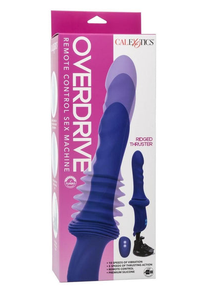 Overdrive Remote Control Rechargeable Silicone Sex Machine Ridge Thruster - Purple Ridged purple thrusting sex machine with 10 speeds, 5 thrusting levels, and hands-free suction cup.
Keywords: Overdrive sex machine, remote control thruster, ridged silicone shaft, vibrating sex machine, hands-free suction cup, rechargeable sex machine, thrusting vibrator, customizable pleasure machine, 10 speeds and 5 functions, luxury sex toy.