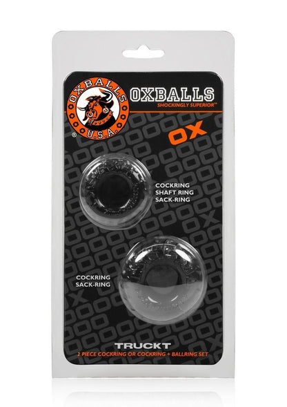 Oxballs Truckt Cock Ring - Black - 2 Pack The TRUCKT 2-Piece Cock Ring Set offers serious stretch, two versatile sizes, and secure comfort for enhanced performance and longer-lasting pleasure. Keywords: TRUCKT Cock Ring Set, OXBALLS cock rings, Skinflex-TPR cock rings, durable stretchable cock rings, ball support rings, stamina-enhancing cock rings, cock and ball rings set, phthalate-free cock rings, stretchable cock rings for men, adjustable cock ring set.