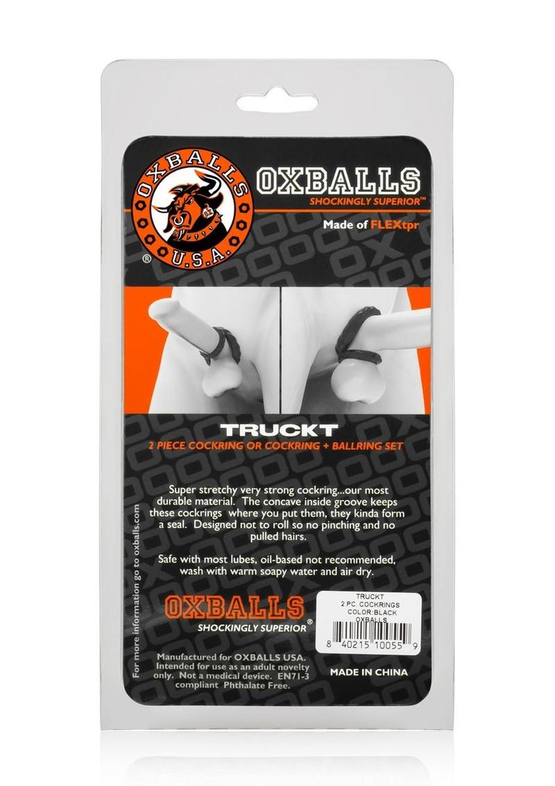 Oxballs Truckt Cock Ring - Black - 2 Pack The TRUCKT 2-Piece Cock Ring Set offers serious stretch, two versatile sizes, and secure comfort for enhanced performance and longer-lasting pleasure. Keywords: TRUCKT Cock Ring Set, OXBALLS cock rings, Skinflex-TPR cock rings, durable stretchable cock rings, ball support rings, stamina-enhancing cock rings, cock and ball rings set, phthalate-free cock rings, stretchable cock rings for men, adjustable cock ring set.