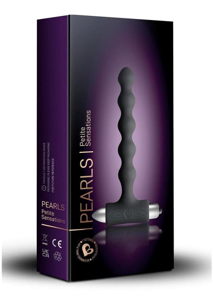 Petite Sensations Pearls Silicone Vibrating Anal Probe - Black Petite Sensations Pearls Black Plug by Rocks Off Toys, vibrating anal beads with 7 functions, velvety silicone, and waterproof design.
vibrating anal beads, beginner anal plug, anal beads for beginners, Rocks Off Toys plug, silicone anal beads, waterproof anal plug, vibrating beads for anal play, 7-function anal beads, T-shaped anal plug.