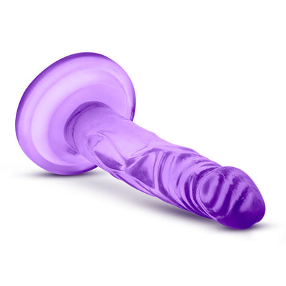 Naturally Yours 5 Inch Mini Cock, slim lifelike dildo with suction cup base and harness compatibility, available in pink or purple.

slim dildo, beginner-friendly dildo, pink dildo, purple dildo, harness-compatible toy, suction cup base, body-safe TPE, pegging dildo, realistic slim dildo, beginner anal toy