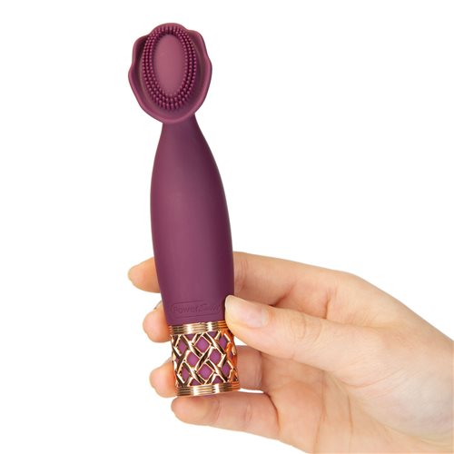 Petite purple wand massager with a flower-shaped silicone head, rose gold lattice base, and adjustable vibration speeds for discreet, powerful pleasure.
Keywords: mini wand massager, Pillow Talk Secrets, flower-shaped vibrator, PowerBullet motor, silicone massager, travel-friendly vibrator, waterproof wand, rechargeable wand vibrator, rose gold massager, discreet vibrating wand.