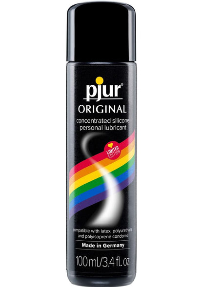 Pjur Original Silicone Lubricant Limited Pride Edition 
Pjur Original Rainbow Edition, ultra-concentrated silicone lubricant in a rainbow bottle, long-lasting and body-safe for intimacy and massage.


silicone lubricant, long-lasting lube, rainbow lube bottle, body-safe lubricant, non-sticky lube, massage lubricant, condom-compatible lube, silicone-based lube, premium personal lubricant, Pjur silicone lube.