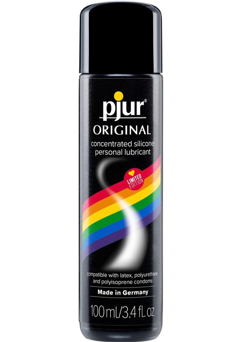 Pjur Original Silicone Lubricant Limited Pride Edition 
Pjur Original Rainbow Edition, ultra-concentrated silicone lubricant in a rainbow bottle, long-lasting and body-safe for intimacy and massage.


silicone lubricant, long-lasting lube, rainbow lube bottle, body-safe lubricant, non-sticky lube, massage lubricant, condom-compatible lube, silicone-based lube, premium personal lubricant, Pjur silicone lube.