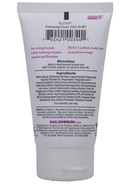 Reach new heights of pleasure with Plump Enhancement Cream for Men. This odorless, tingling cream enhances size and feel while nourishing skin with natural ingredients. Plump Enhancement Cream for Men, peptide technology, enhances size, tingling sensation, Aloe, Shea Butter, Vitamin E, 2 oz travel tube, made in the USA. Keywords: Plump Enhancement Cream for Men, male enhancement cream, peptide technology, increase blood flow, tingling sensation, Aloe, Shea Butter, Vitamin E, odorless, tasteless, masturbatio