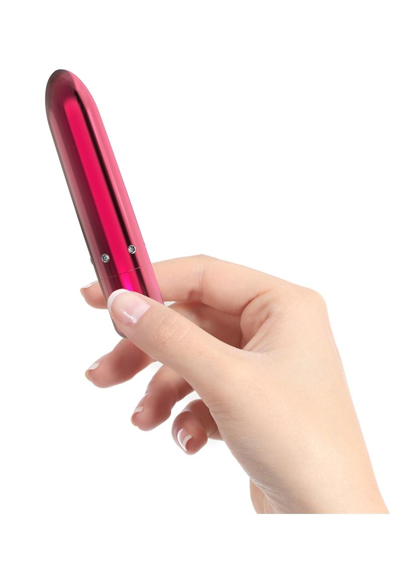 Powerbullet Pretty Point Rechargeable Bullet Vibrator - Pink Pretty Point Bullet Vibrator in black, pink, purple, or teal, with crystal accents, pointed tip, and compact design for targeted pleasure.
keywords: Pretty Point bullet vibrator, PowerBullet motor vibrator, 10-function bullet vibe, pointed tip vibrator, crystal-accented bullet, waterproof bullet vibrator, rechargeable bullet vibrator, compact luxury vibrator, body-safe mini vibe, glamorous bullet vibrator