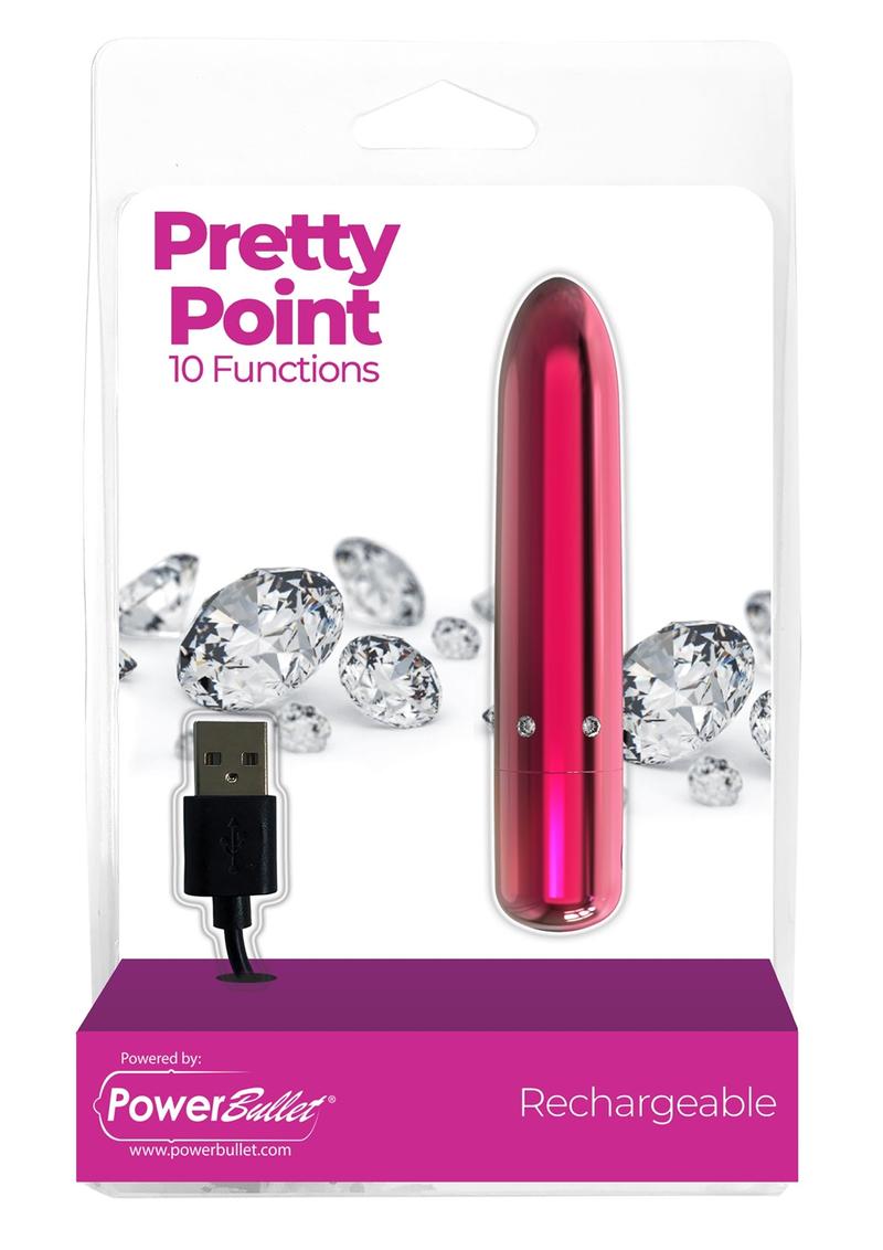 Pretty Point Bullet Vibrator in black, pink, purple, or teal, with crystal accents, pointed tip, and compact design for targeted pleasure.
keywords: Pretty Point bullet vibrator, PowerBullet motor vibrator, 10-function bullet vibe, pointed tip vibrator, crystal-accented bullet, waterproof bullet vibrator, rechargeable bullet vibrator, compact luxury vibrator, body-safe mini vibe, glamorous bullet vibrator