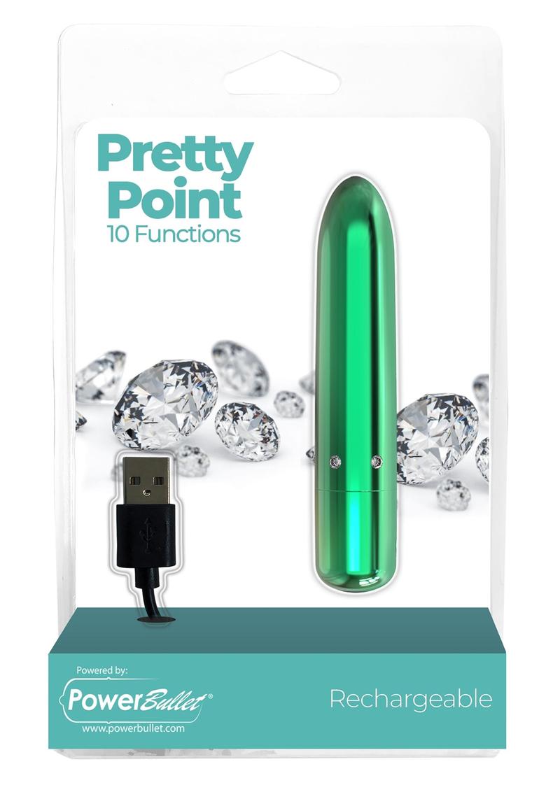 Powerbullet Pretty Point Rechargeable Bullet Vibrator - Teal Pretty Point Bullet Vibrator in black, pink, purple, or teal, with crystal accents, pointed tip, and compact design for targeted pleasure.
keywords: Pretty Point bullet vibrator, PowerBullet motor vibrator, 10-function bullet vibe, pointed tip vibrator, crystal-accented bullet, waterproof bullet vibrator, rechargeable bullet vibrator, compact luxury vibrator, body-safe mini vibe, glamorous bullet vibrator