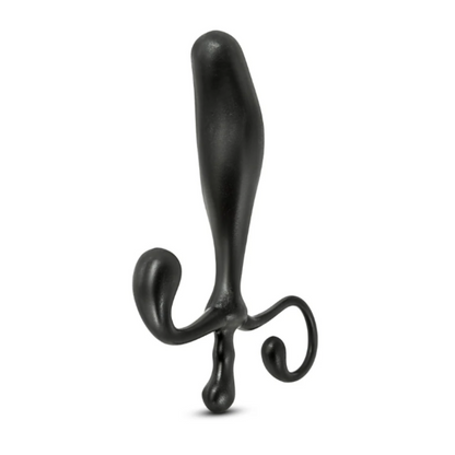 Black Prostimulator VX1 Prostate Massager featuring an ergonomic, curved design with a smooth finish. Its unique shape is optimized for precise prostate stimulation and hands-free use, providing intense pleasure and comfort.