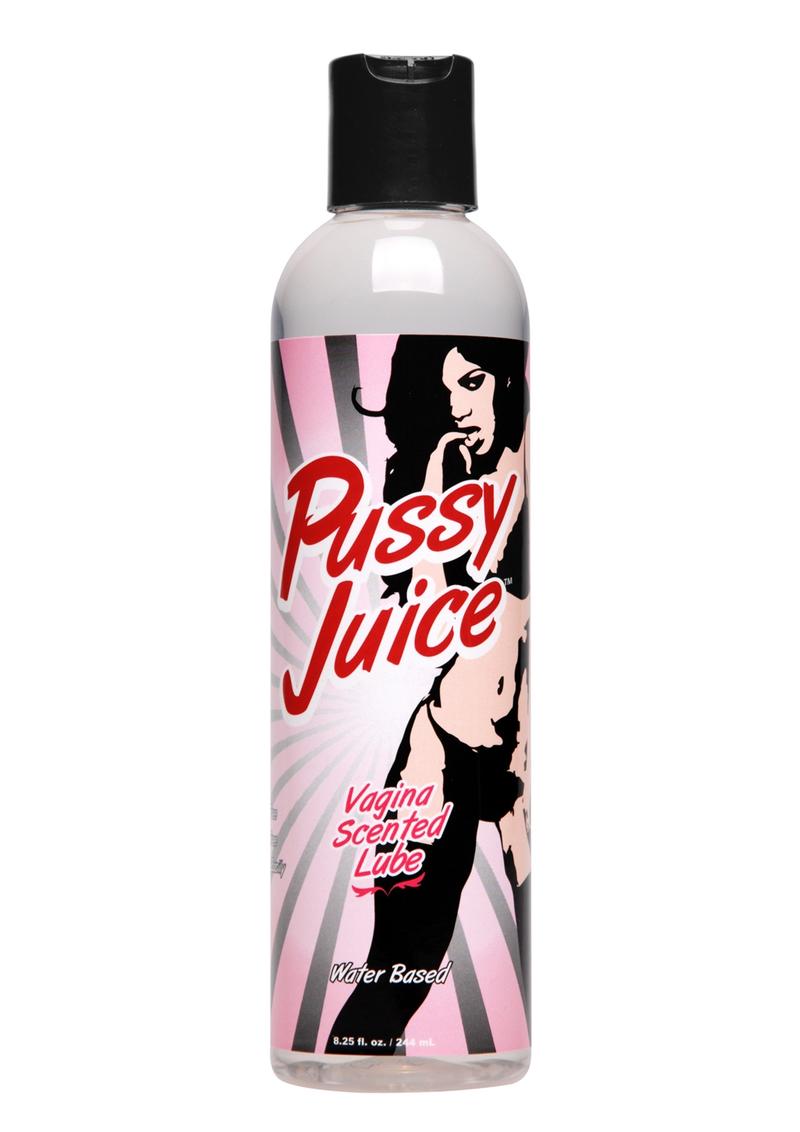 Pussy Juice Vagina Scented Lube - 8.25oz Water-based pussy-scented lubricant in a clear formula, offering a realistic aroma and safe for toys.

