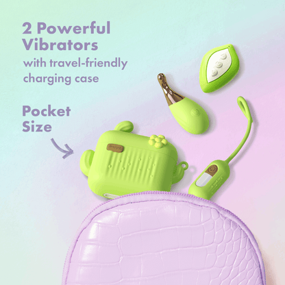 Green 4-piece vibrator set with mini wand, vibrating egg, wireless remote, and USB charging case for travel-friendly pleasure.
Keywords: vibrator set, mini wand vibrator, vibrating egg, remote control egg, USB charging case, travel-friendly vibrator, pinpoint stimulation, 12 vibration modes, body-safe silicone, phthalate-free, compact pleasure set, Blooming Bliss, wireless vibrator