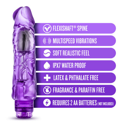 The Wild Ride Vibrator, available in blue, pink, or purple, offers a realistic design with FlexiShaft® Technology, adjustable vibrations, and a fully waterproof build. Made from body-safe TPE for versatile, satisfying fun.

realistic vibrator, adjustable vibration levels, waterproof vibrator, phthalate-free vibrator, body-safe TPE, lifelike dildo vibrator, powerful tip vibrations, shower-friendly sex toy, Blush Novelties vibrator