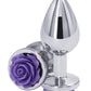 Rear Assets Rose Aluminum Anal Plug - Metal/Purple/Silver - Medium